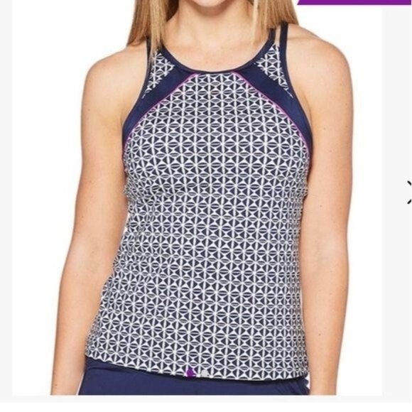 JAG High Neck Criss Cross Back Tankini Sports Top Tennis Swim Athletic Medium - Picture 1 of 11